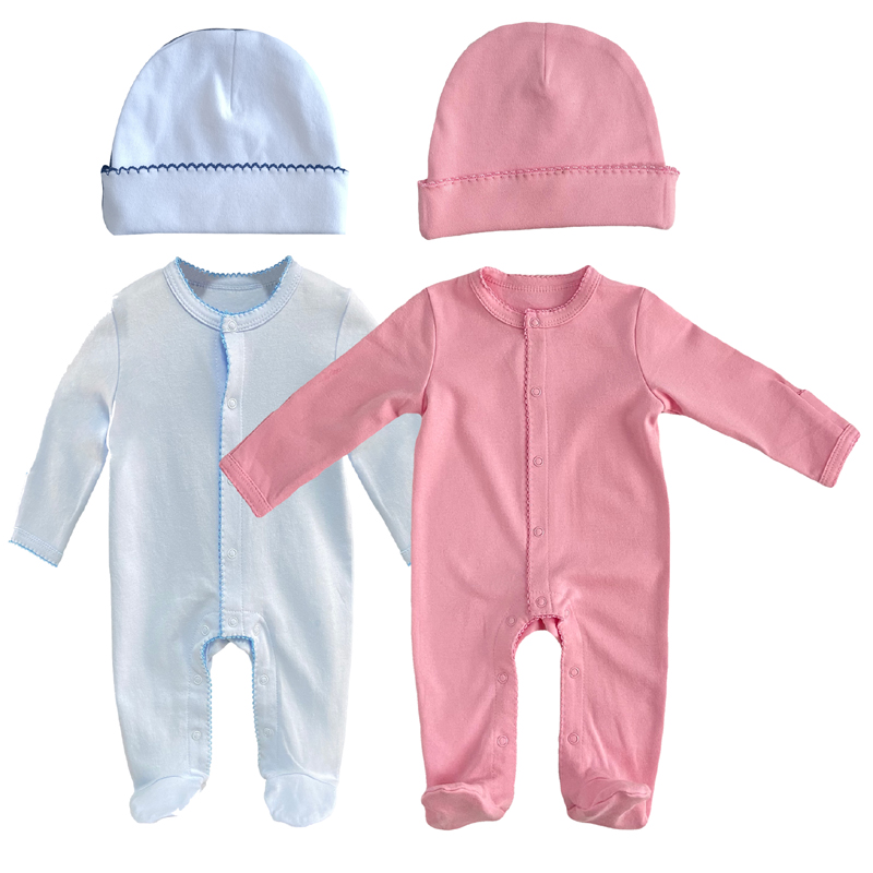 Custom Organic Cottonus Picot Trim footie Set Set