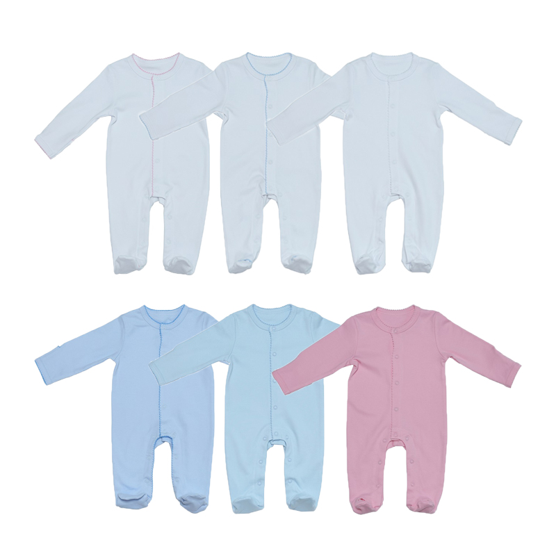 Picot Trim Novi natus venient in domum outfits infantes onesie romper posuit