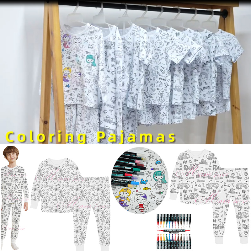 Kids Coloratio Pajama Sets 3-8 Year Pueri Pay Girs Payamas